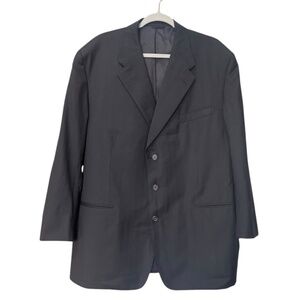 Size XXL David G. Cotugno Mens 2 Button Silk Wool Blazer Jacket Black Stripes